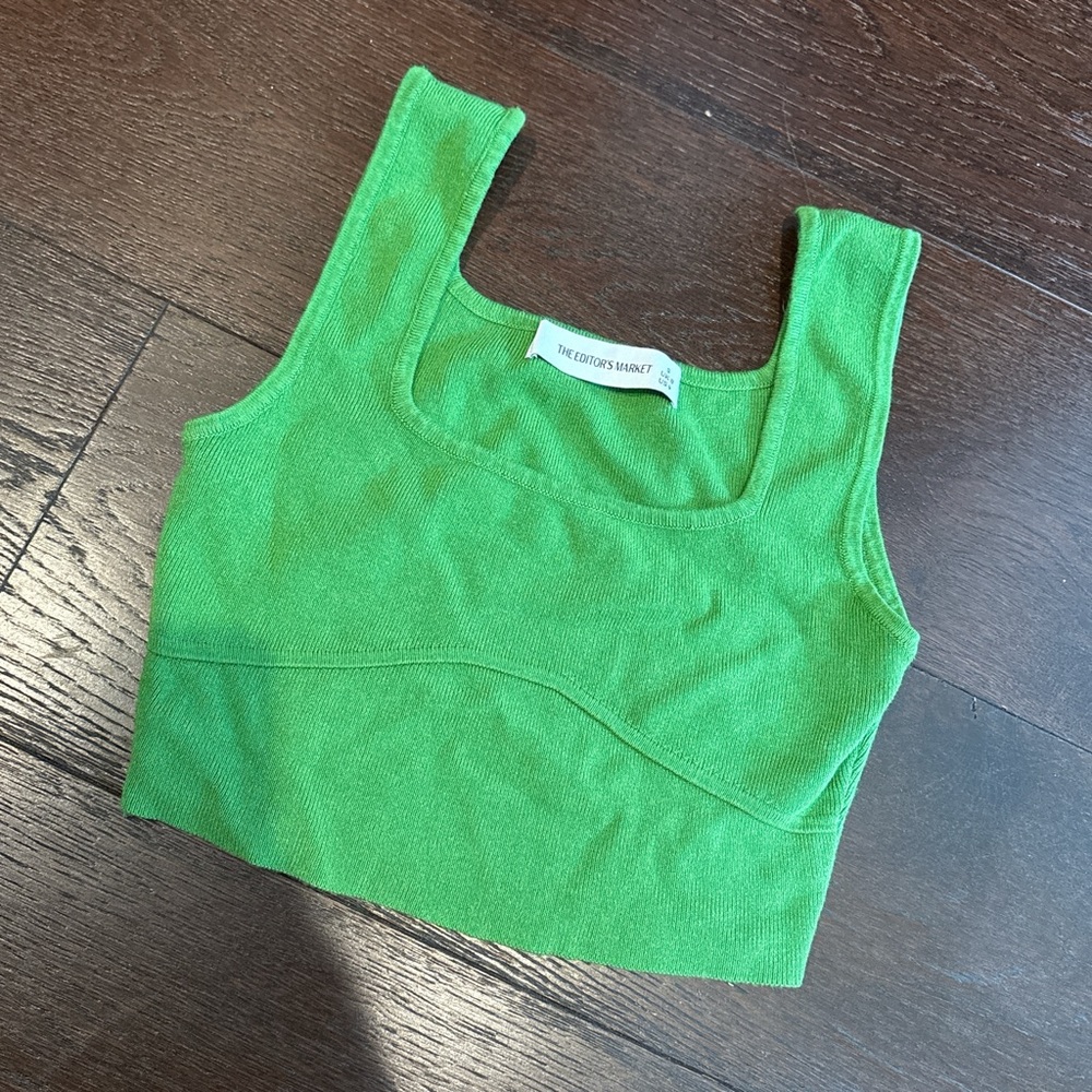 The Editors Market Green Crop Top size small
